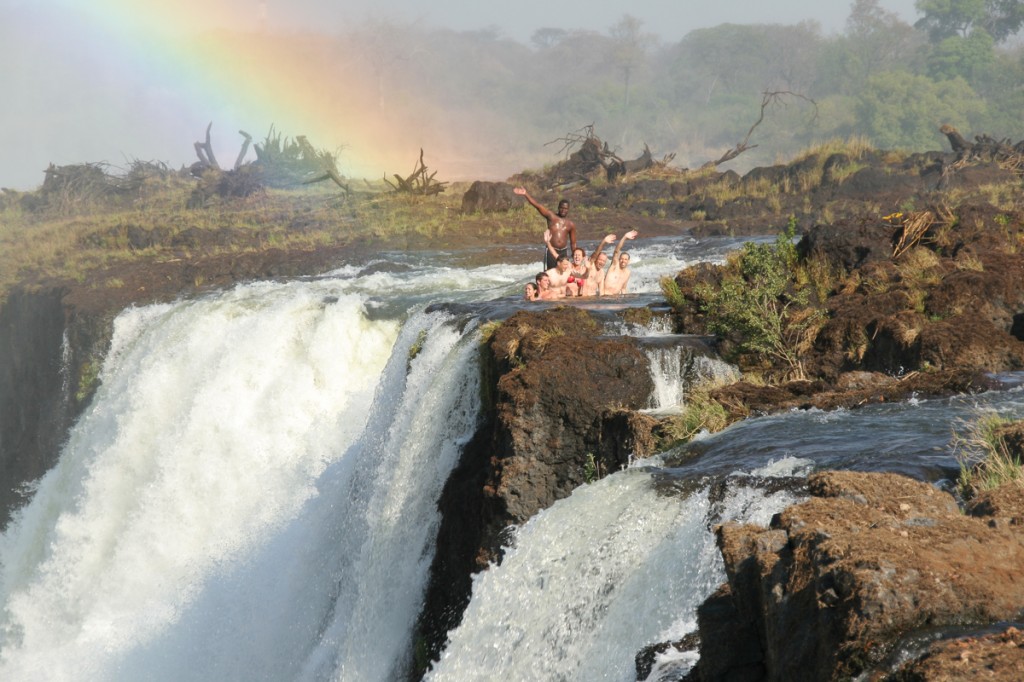 Taking a plunge in the Devils Pools on top of the Victoria Falls got our adrenaline going