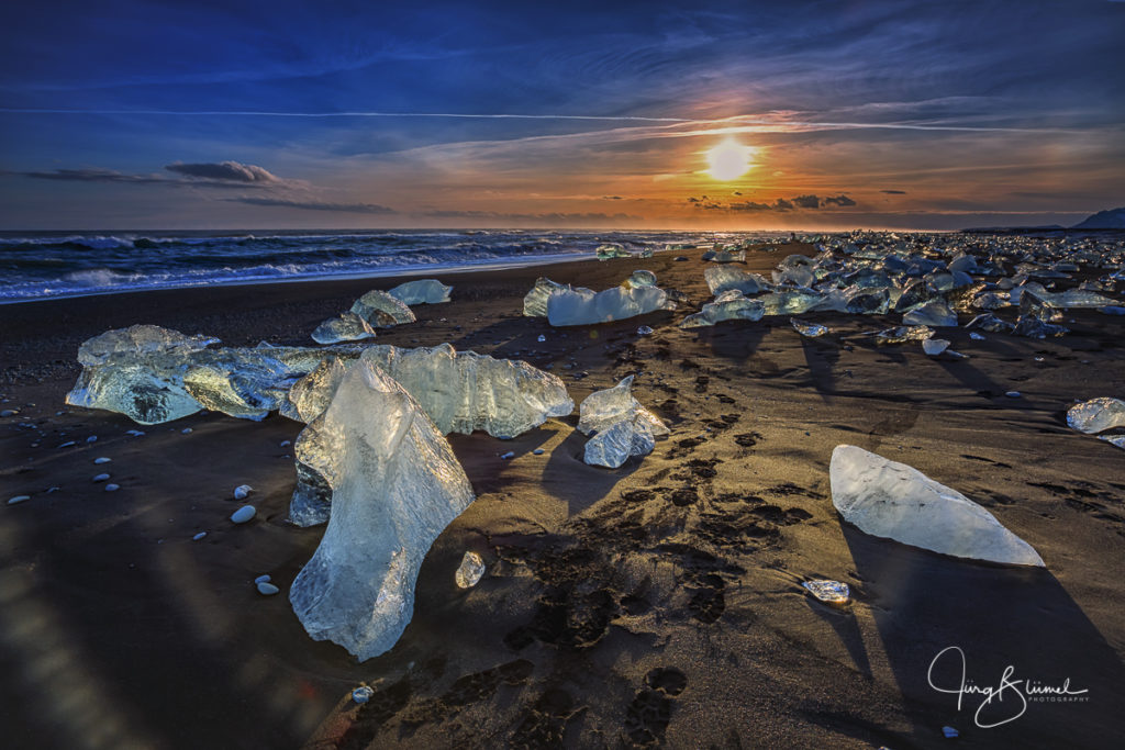 Ice-beach sunset